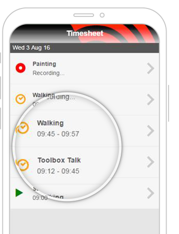 Time App mobile screen